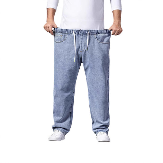 Herren nan weitenverstellbare Denim Jogginghose mit elastischem Bund und Kordelzug EB