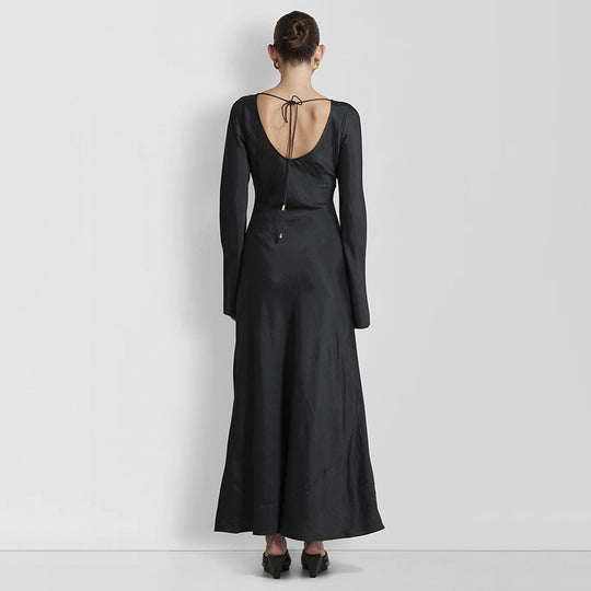 Damen Maxi-Kleid mit floralem Druck und langen Ärmeln EB