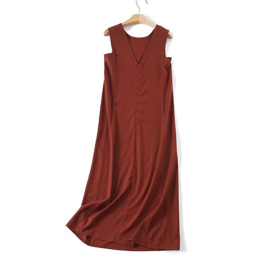 Damen Maxikleid mit elegantem V-Ausschnitt und fließendem Stoff EB