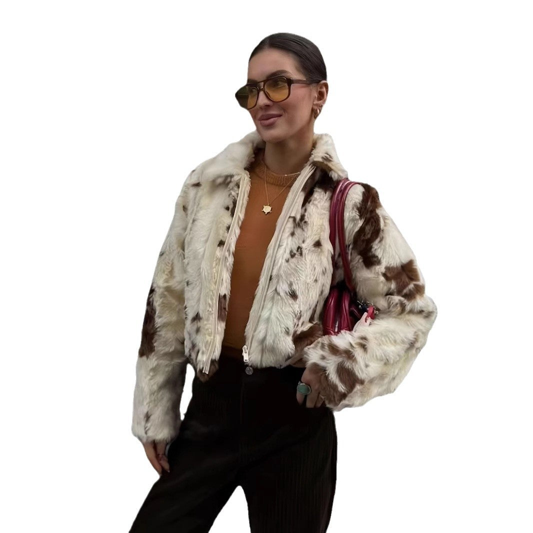 Damen modische und strapazierfähige Kunstpelzjacke EB