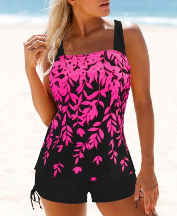 Damen Tankini-Set mit floralem Design und verstellbarem Oberteil EB