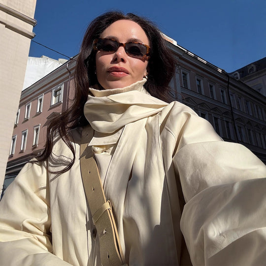 Damen oversized Cabanjacke mit praktischen Knöpfen und modernem Stehkragen EB