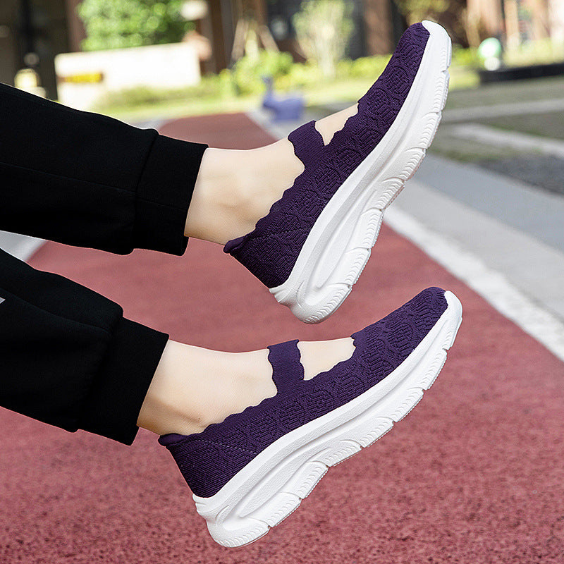 Damen bequeme Slip-On Sneakers mit elastischem Riemen EB