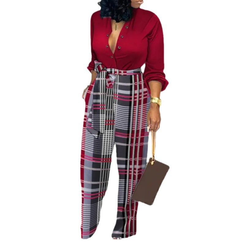 Damen Denim Jumpsuit mit modischem Patchwork-Design und praktischen Taschen EB