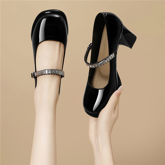 Damen elegante Riemchenpumps mit funkelndem Schmuckdetail EB