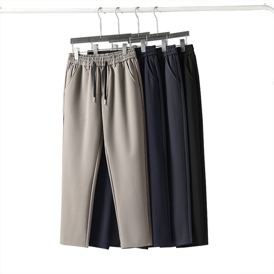 Herren relaxte gerade Freizeithose mit elastischem Bund, Kordelzug und Seitentaschen EB