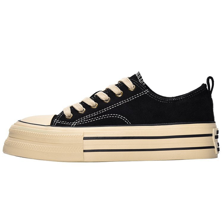 Damen modische Plateau-Sneaker mit samtiger Oberfläche und elastischem Schnürsystem EB