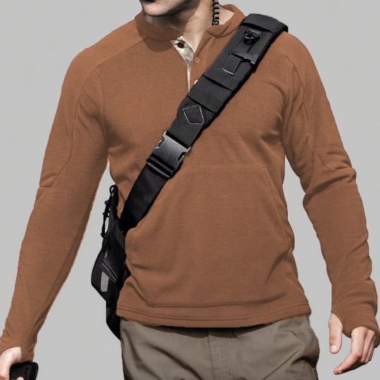 Herren Kuscheliger Fleece-Pullover mit Knopfleiste EB