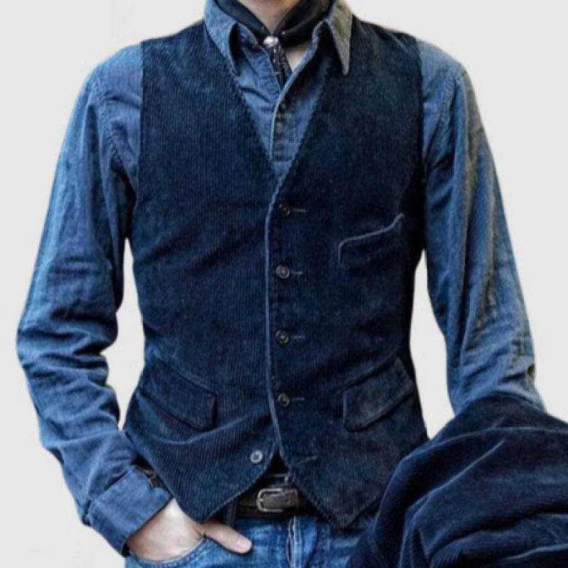 Herren elegante Cordweste mit modernen Taschen EB