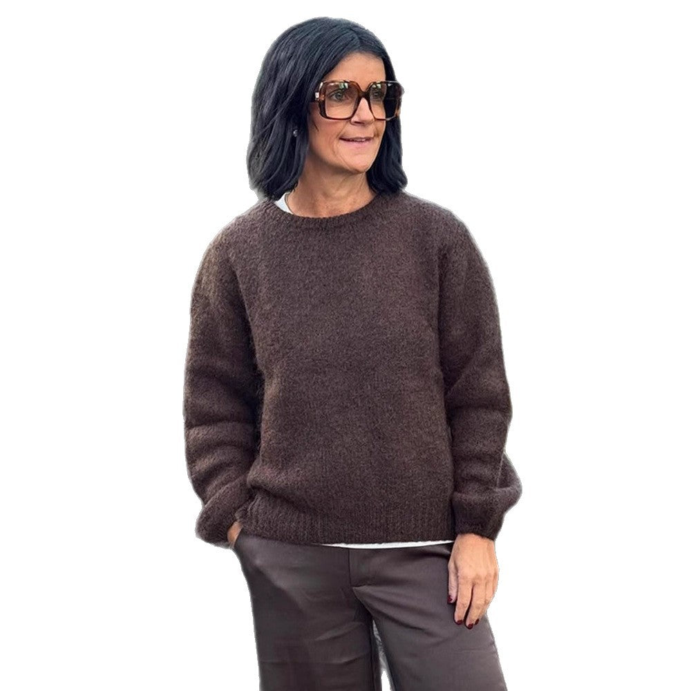 Damen stilvoller Relaxed-Fit Pullover mit voluminösen Ärmeln EB