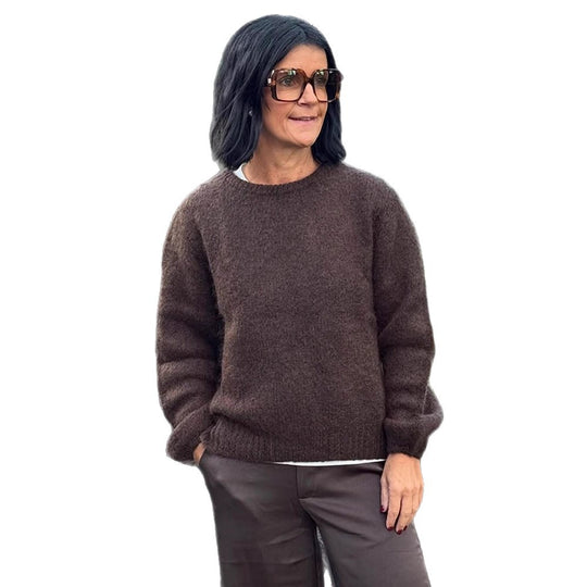 Damen stilvoller Relaxed-Fit Pullover mit voluminösen Ärmeln EB