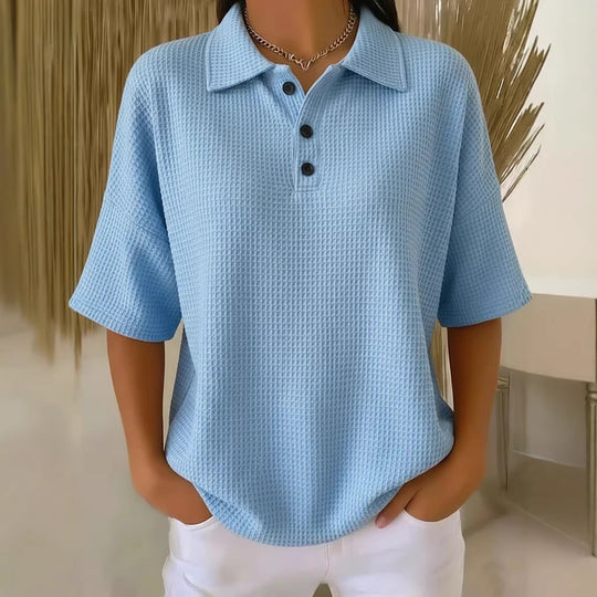 Damen sportliches Poloshirt aus Waffelpiqué EB