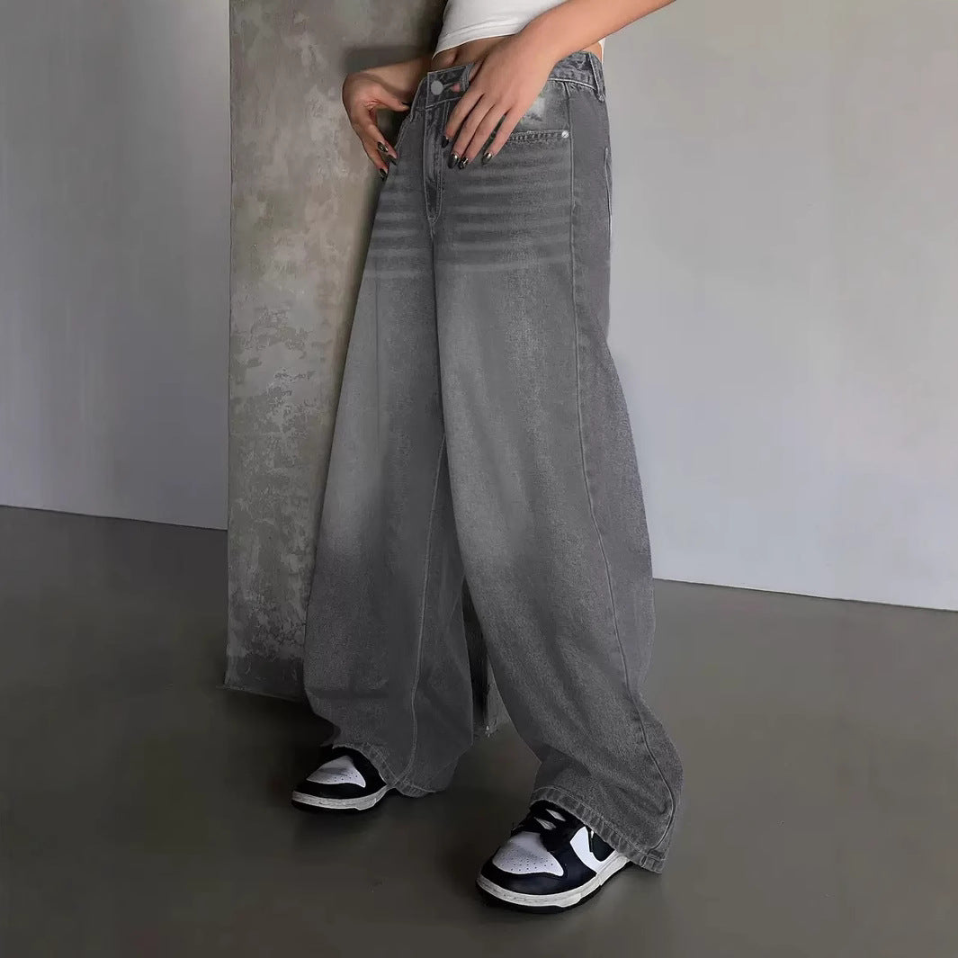 Damen Weite Jeanshose im lässigen Urban-Style mit hohem Taillenbund EB