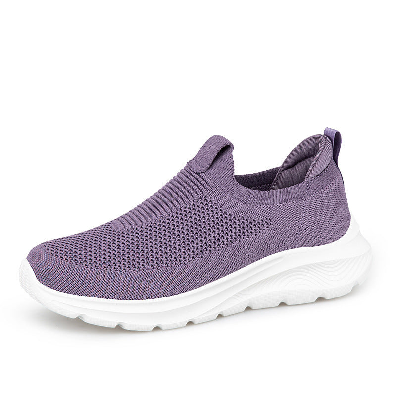 Damen Komfortable Slip-On Sneakers mit elastischem Strickoberteil EB