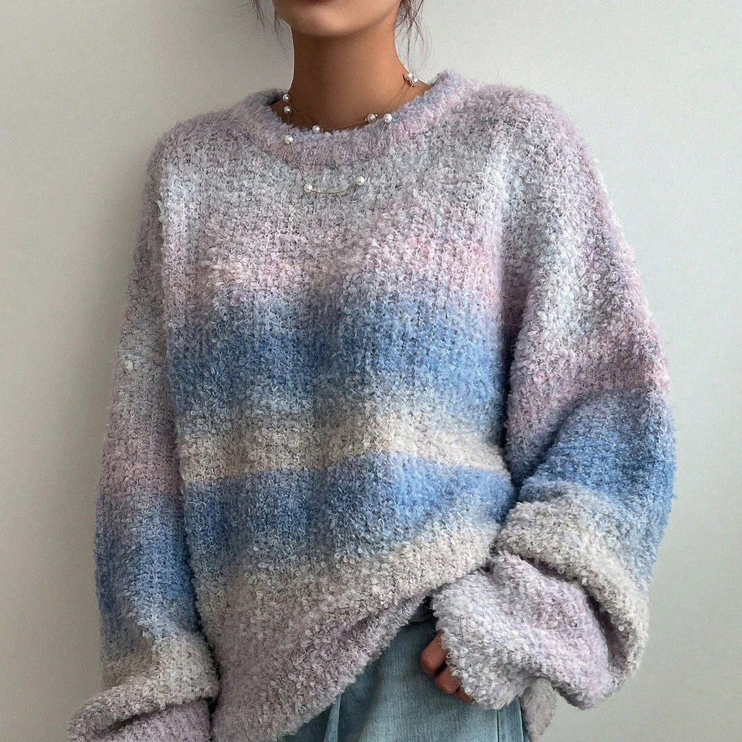 Damen Flauschiger Pullover mit strukturiertem Farbverlauf und weitem Schnitt EB