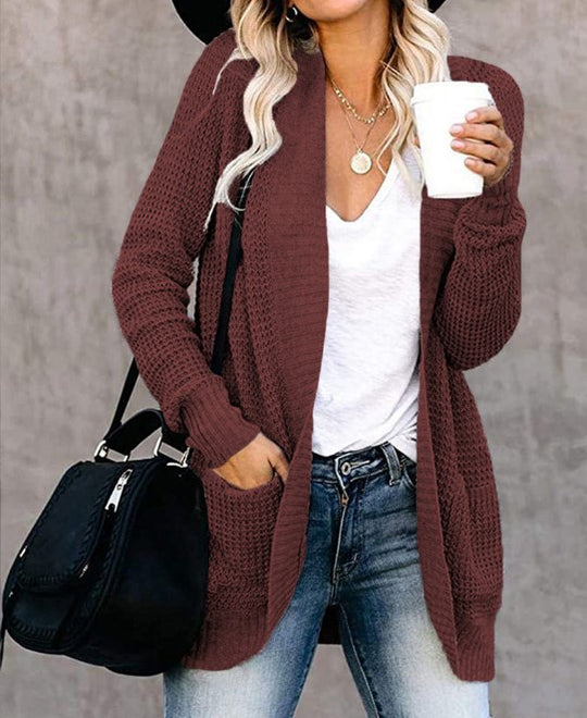 Damen Strickcardigan mit praktischen Taschen und luftiger Struktur EB