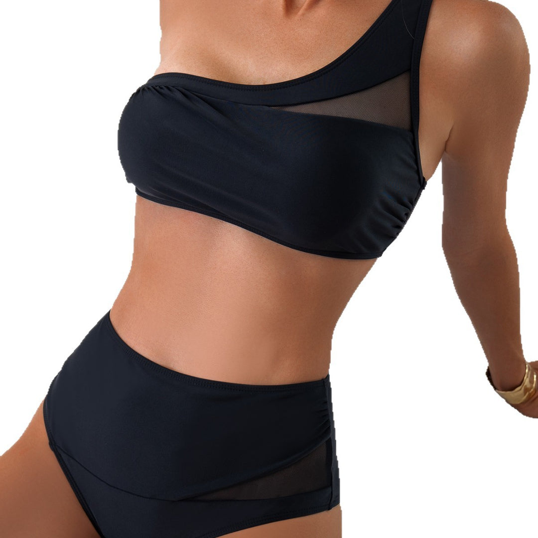 Damen Einseitiger Bikini-Set mit Mesh-Einsätzen EB
