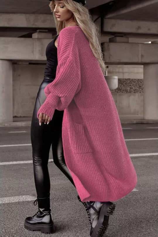 Damen Grobstrick-Cardigan mit tiefen Taschen und lässigem Oversized-Schnitt EB