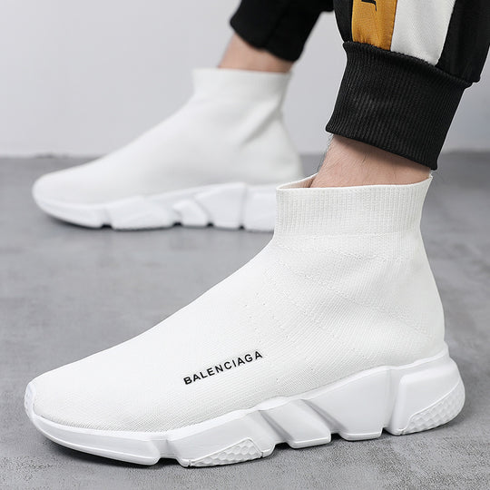 Damen Komfortable Slip-On Sneakers mit hohem Strickdesign EB