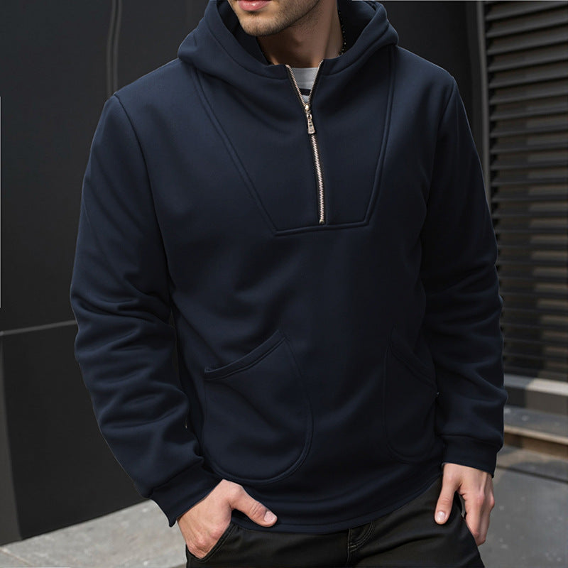 Herren Sportlicher Kapuzenpullover mit hohem Kragen und praktischen Reißverschlüssen EB