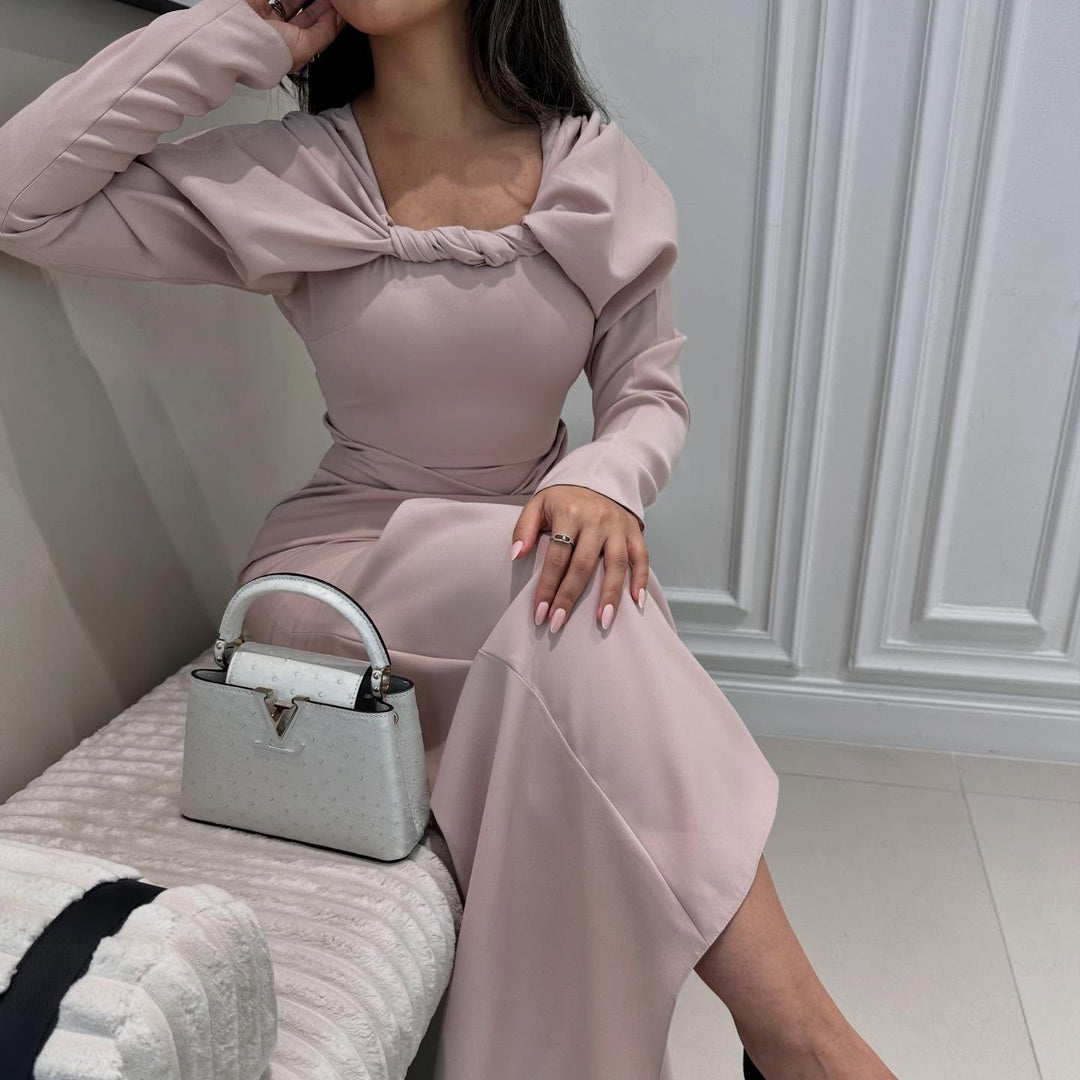 Damen Maxikleid mit elegantem Wickelausschnitt und figurbetonter Silhouette EB