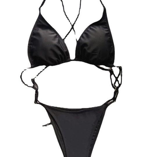 Damen Triangel-Bikini mit ultra-hohem Beinausschnitt und verstellbaren Trägern EB