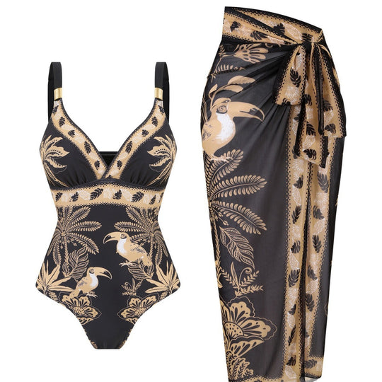 Damen Badeanzug mit elegantem Wickelrock EB