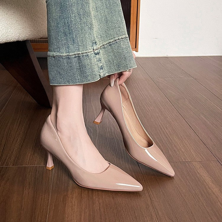 Damen Elegante Lack-Pumps mit komfortablem Blockabsatz EB