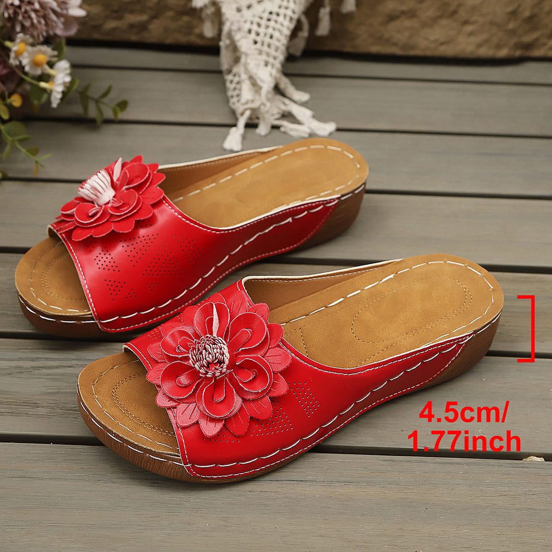 Damen Wedge-Pantoletten mit floralem Detail EB