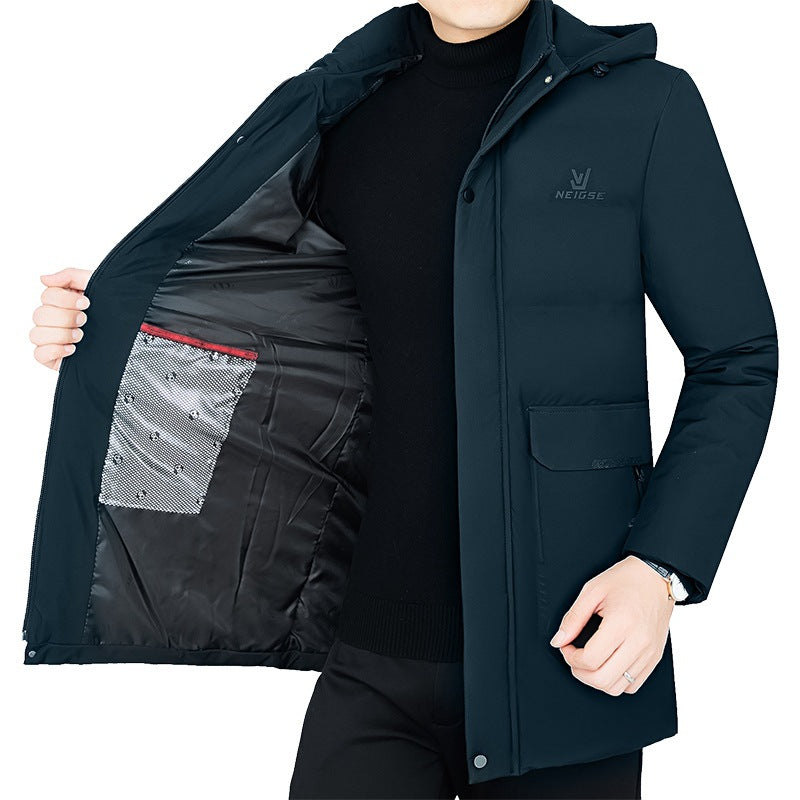 Herren Thermo-Winterkurzmantel mit luxuriösem Kunstfell-Innenfutter und Stehkragen EB
