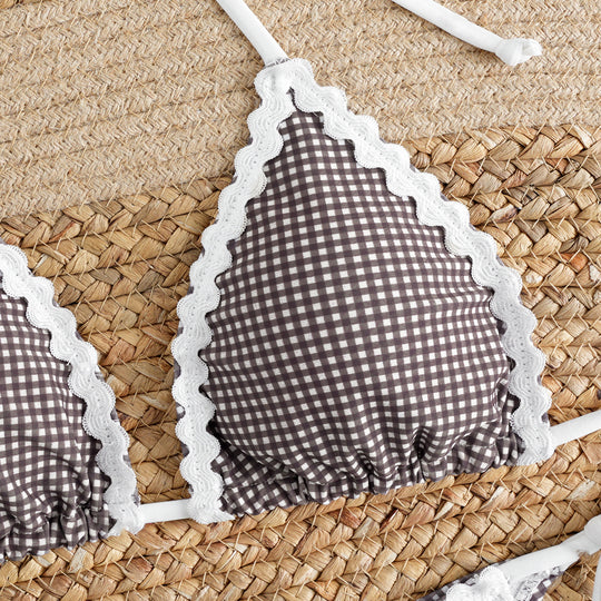 Damen Bikini-Set mit verziertem Triangel-Oberteil und verstellbarem Höschen EB