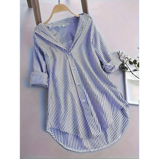 Damen lässige Hemdbluse mit Streifenmuster EB