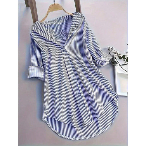 Damen lässige Hemdbluse mit Streifenmuster EB