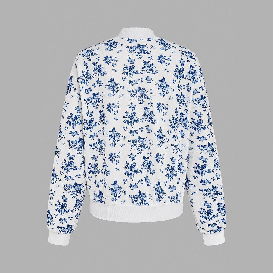 Damen Sommerliche Bomberjacke mit floralem Design EB