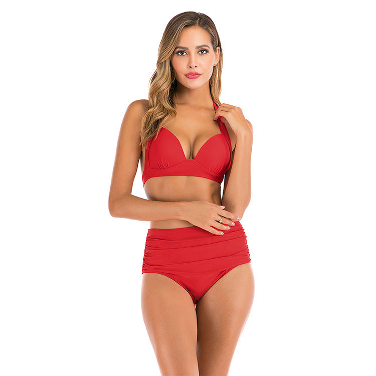 Damen Hochtailliertes Bikini-Set mit verstellbarem Oberteil EB