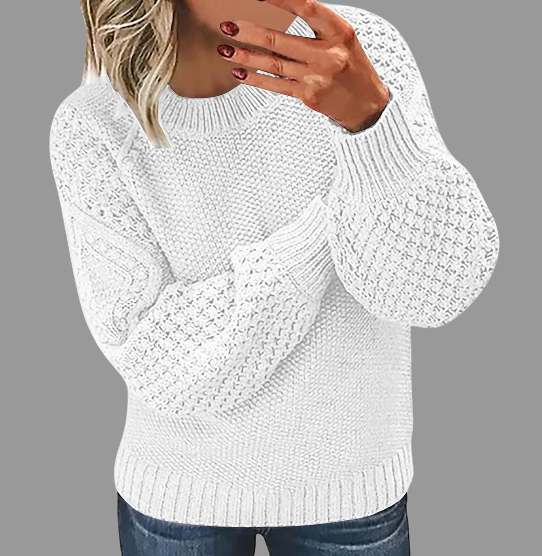 Damen Modischer Strickpullover mit strukturiertem Design und weiten Ärmeln EB