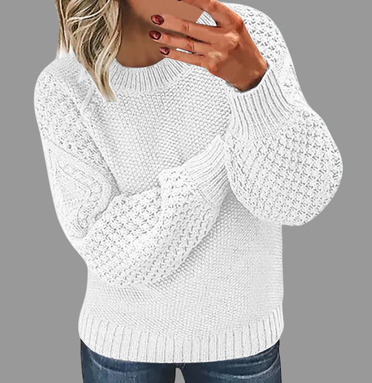 Damen Modischer Strickpullover mit strukturiertem Design und weiten Ärmeln EB