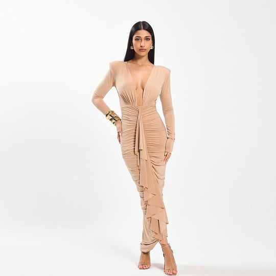 Damen Elegantes Wickelkleid mit raffinierten Drapierungsdetails EB