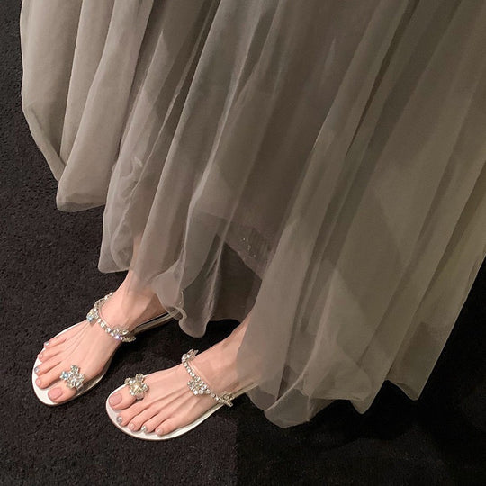 Damen Glamouröse Slippers mit funkelnden Strassdetails und komfortabler Sohle EB