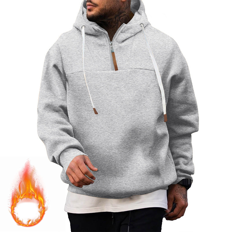 Herren Hoodie mit hohem Kragen und innovativem Reißverschluss EB