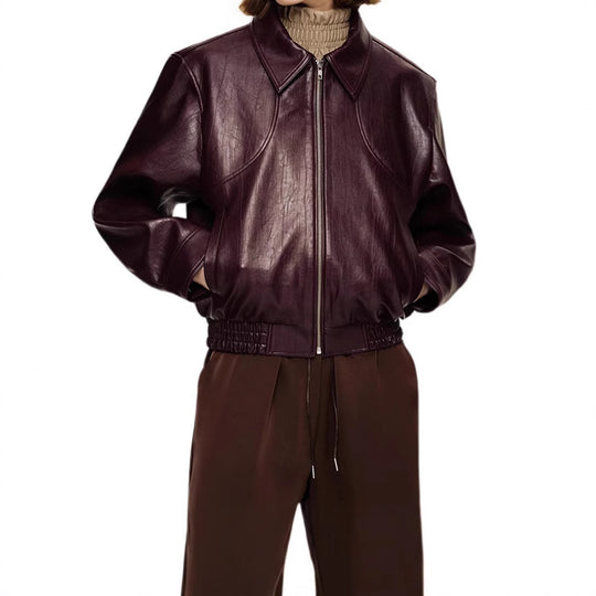 Damen Kunstlederjacke mit modischem Oversize-Schnitt und elastischem Bund EB