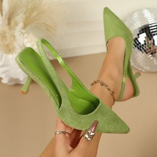 Damen Elegante Slingback-Pumps mit glänzendem Riemendesign EB