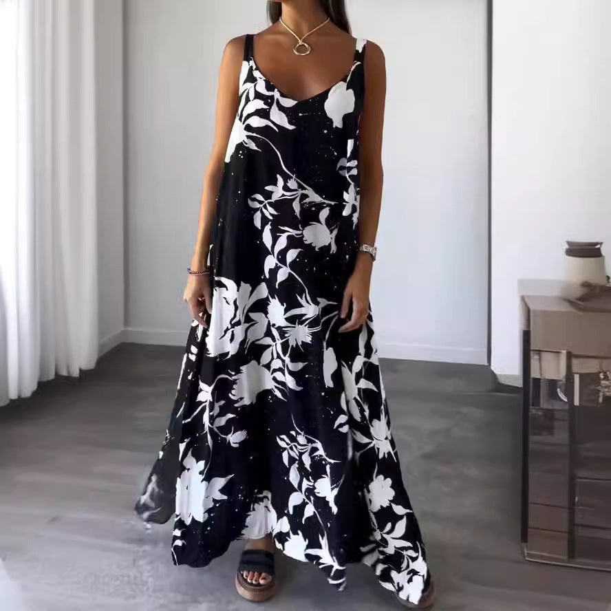 Damen Maxikleid mit floralem Muster und fließendem Schnitt EB