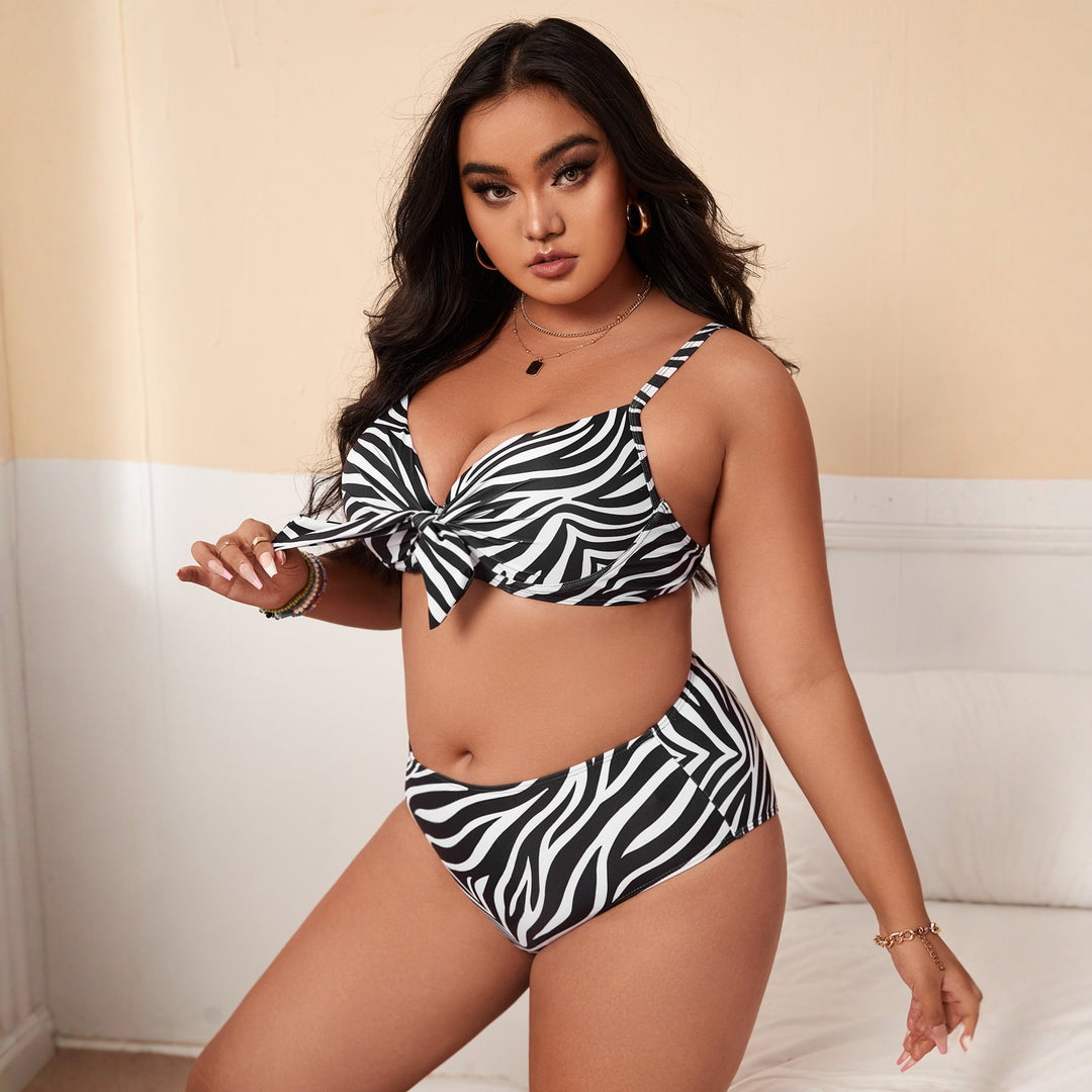 Damen Bunt gemusterter Bikini mit Knotendetail EB