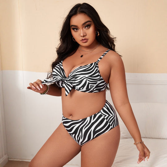 Damen Bunt gemusterter Bikini mit Knotendetail EB