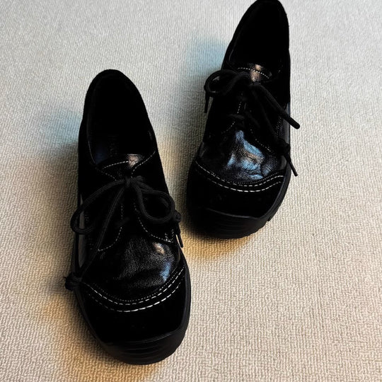 Damen modische Schnürschuhe mit hochwertiger Lederverarbeitung und bequemer Sohle EB