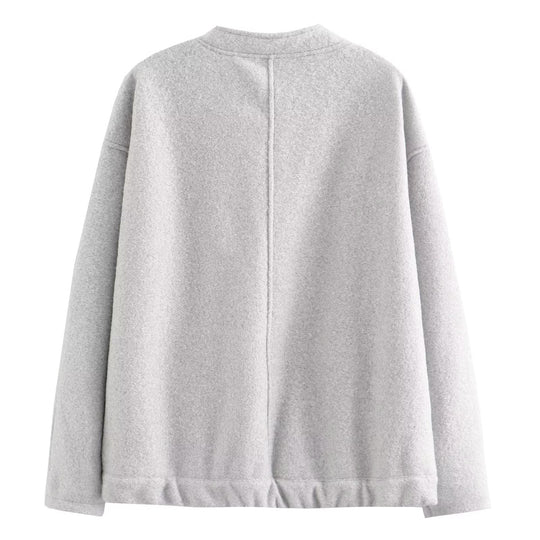 Damen gemütliche und stylische Fleecejacke mit großen aufgesetzten Taschen EB