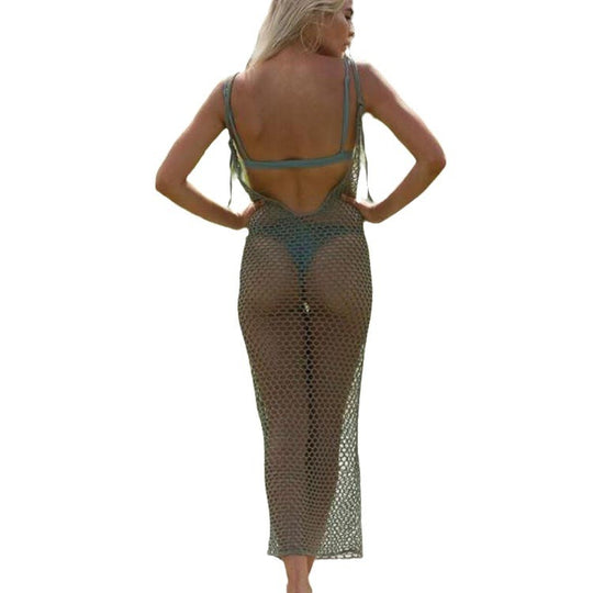 Damen Netz-Strandkleid im trendigen Makramee Design EB
