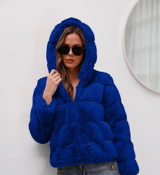 Damen weiche Fleecejacke mit Kapuze EB