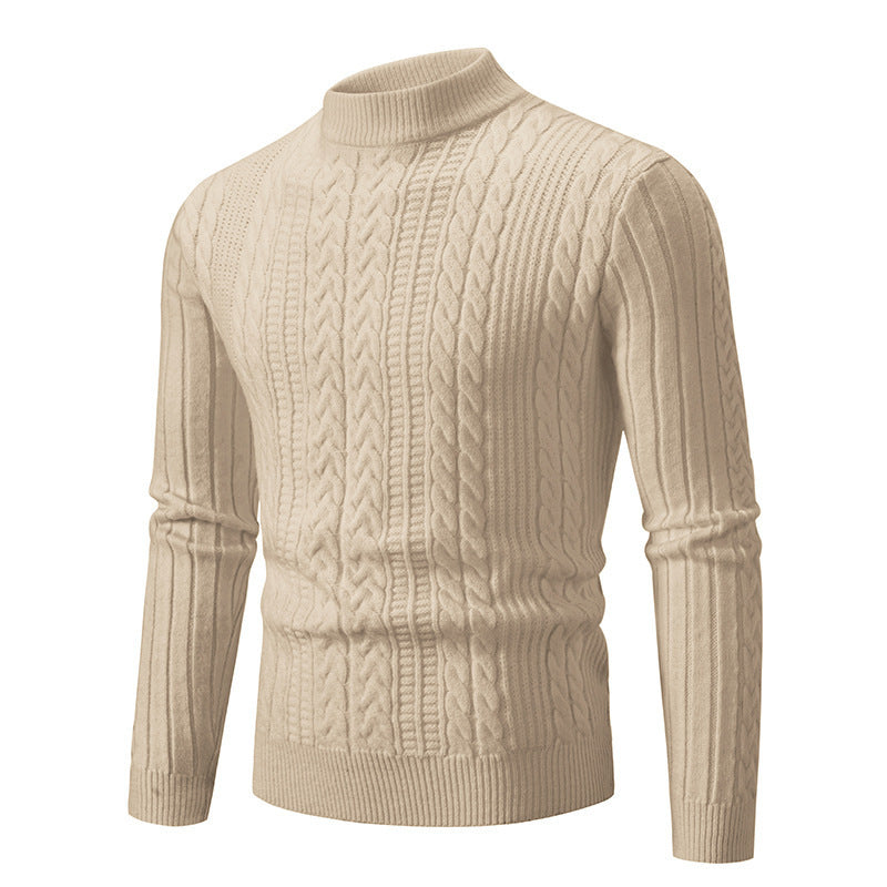 Herren eleganter Rollkragenpullover mit tiefem Zopfmuster und moderner Passform EB